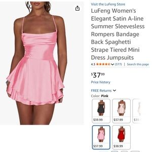 Elegant Pink Satin Lace-Up Mini Dress